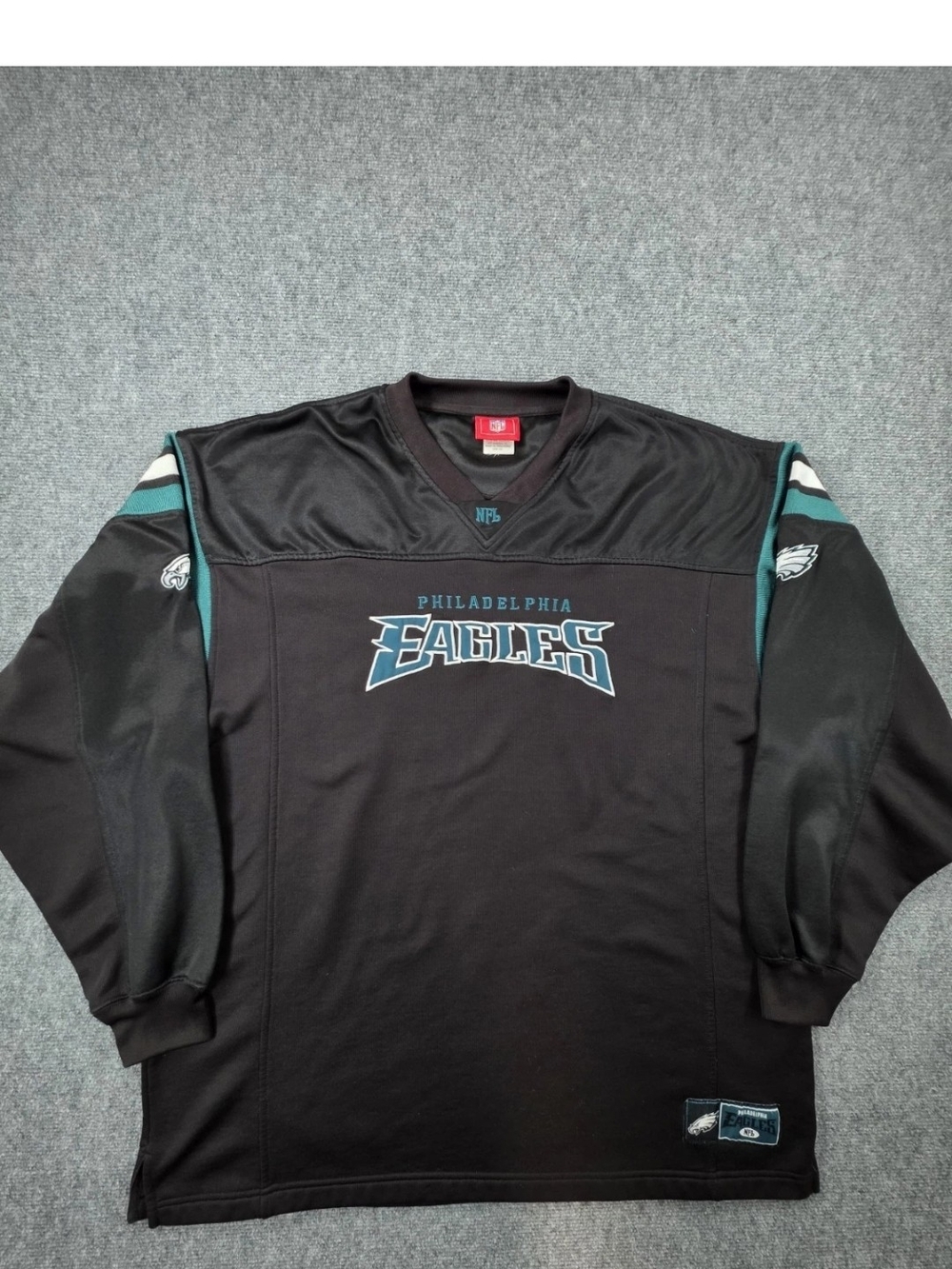 Vintage Philadelphia Eagles Mens 2XL Sweatshirt Hockey Style Classic Logo Black